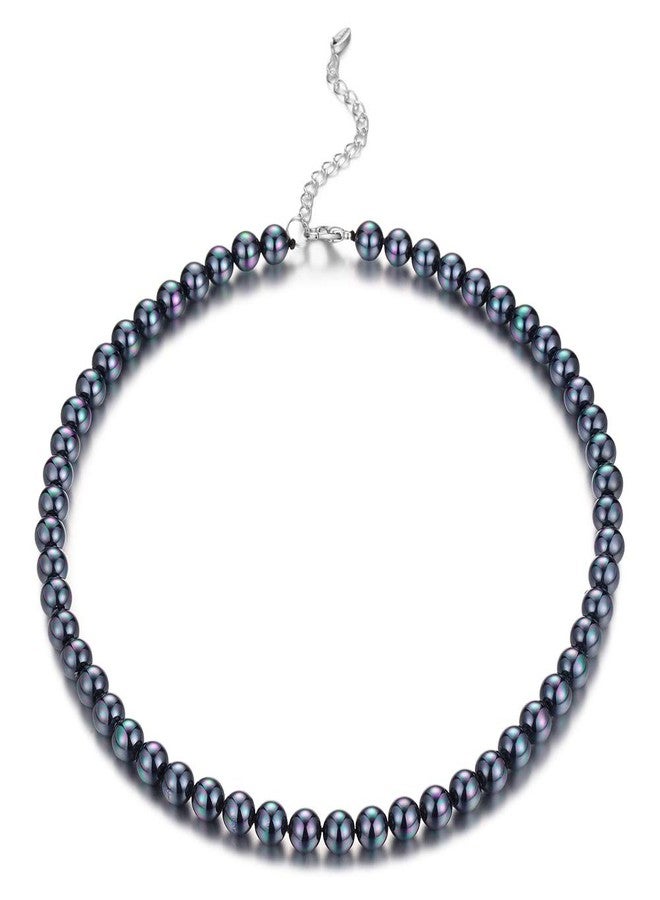 BULINLIN Beaded Strand Pearl Choker Necklace - Fashion Jewelry Birthday Gifts For Women(22-8mm Black) - Image 1